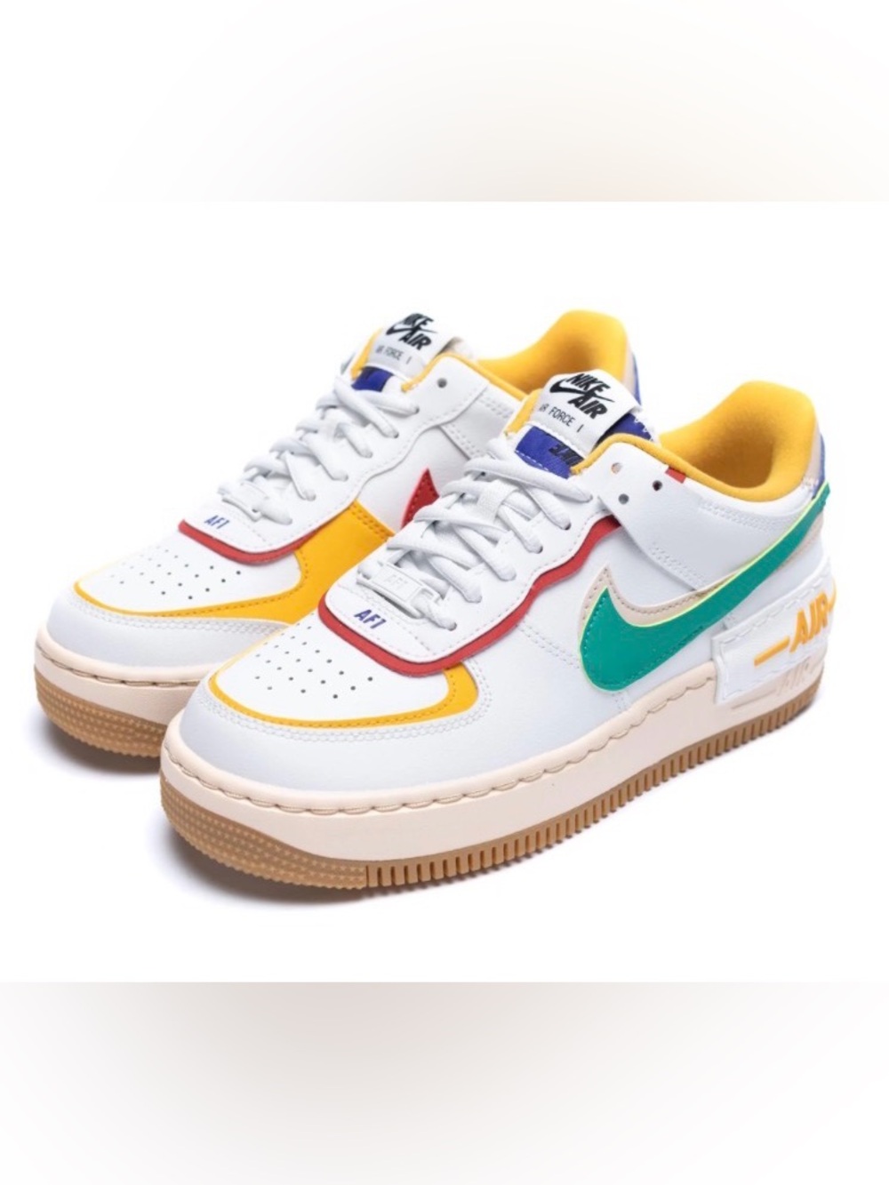 ***Nike Air Force 1 Shadow** - White with Green, Yellow, Red and Blue Accents